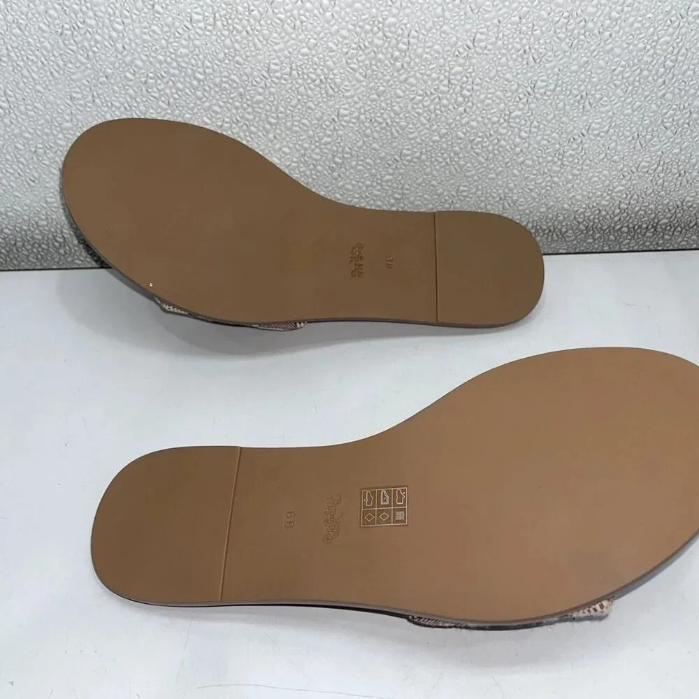 Coach Brown and Cream Signature Slide Sandals